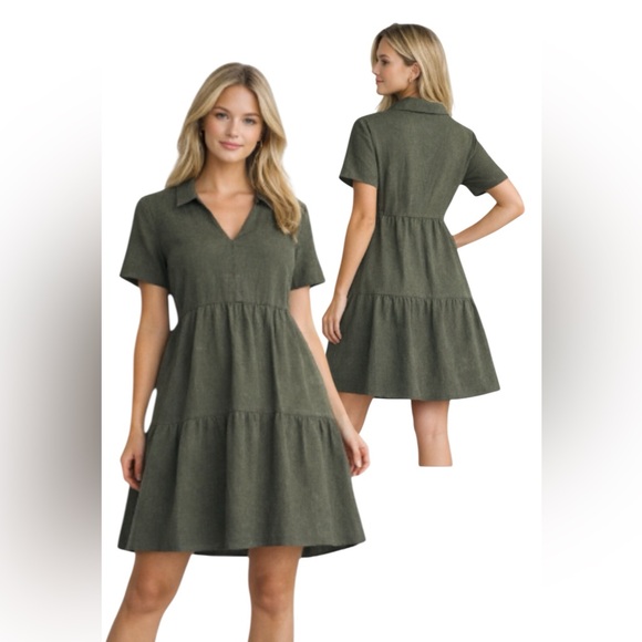 Tahari Dresses & Skirts - NWT Tahari Tiered Dress Olive Size Medium